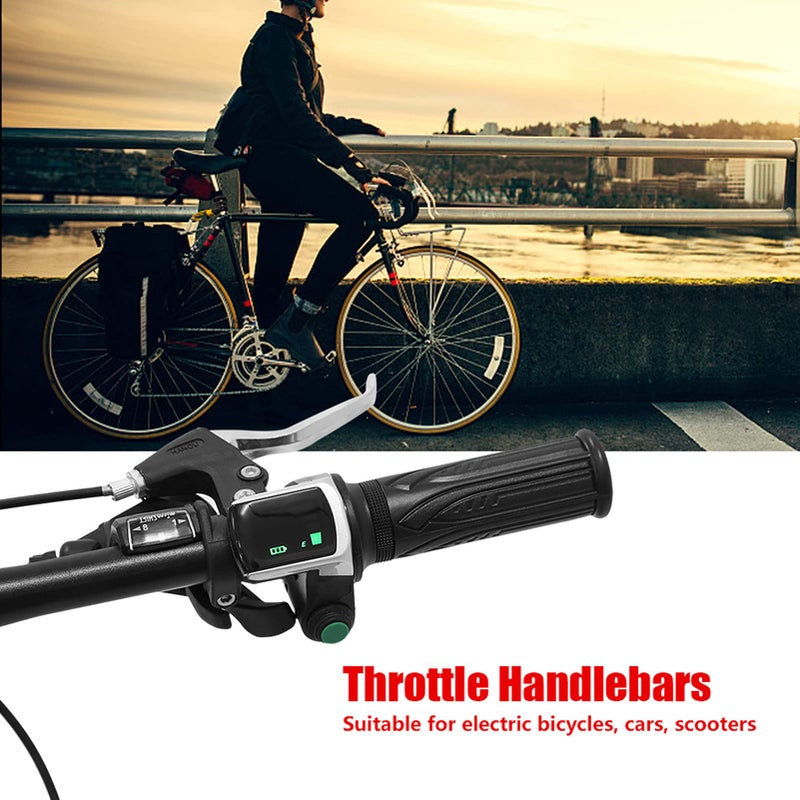 Dilwe Twist Throttle, Throttle Grip with LCD Screen and Bent Cable for Electric Cars 48V - Image 2